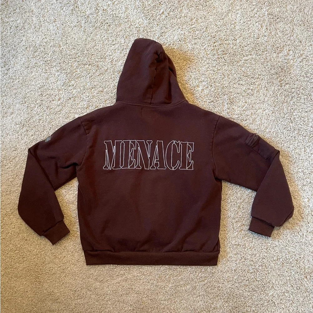 Menace Brown Embroidered Logo Hoodie - Picture 3 of 9